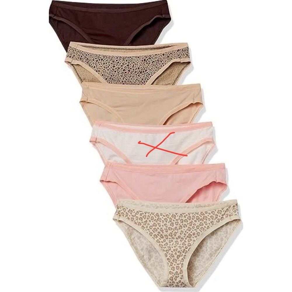 5-Pack Amazon Essentials Women's Bikini Brief LARGE Leopard Multicolor Striped